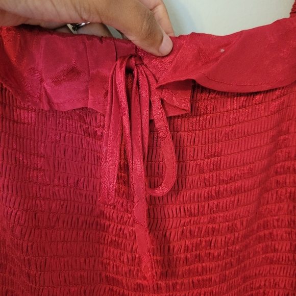 Maurices Red Floral Long Sleeve Midi Peasant Dress With Pockets. Size M - Picture 7 of 8